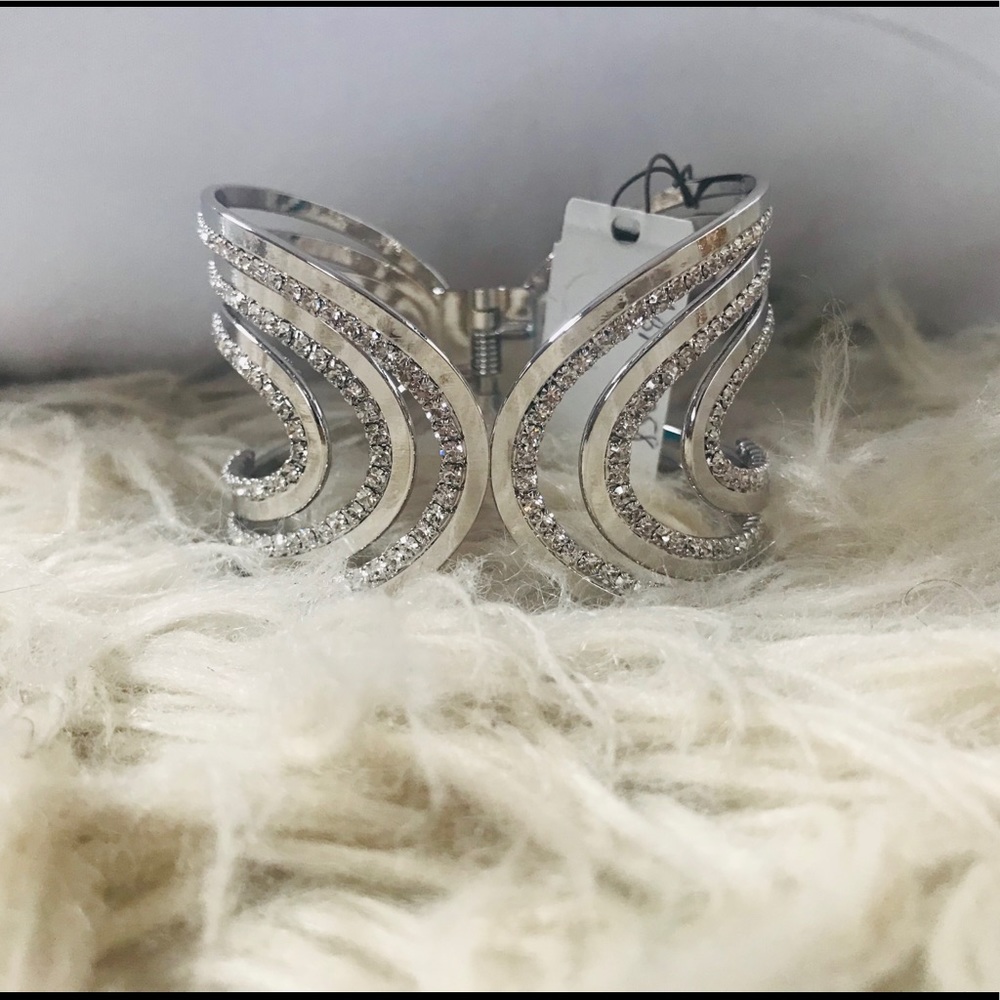 Silver Crystal Cuffed Bracelet